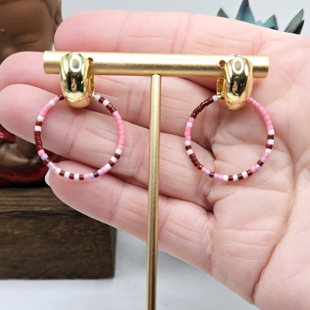 Gorjana Pink Gigi Drop Malibu Beaded Hoop Earrings — image 4 of 4